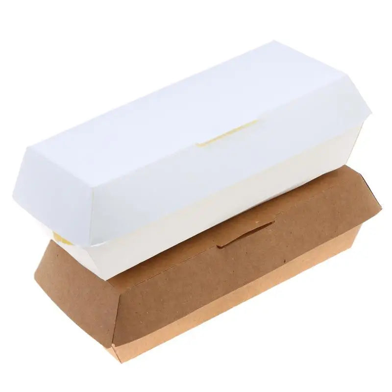 10-Pack Kraft Paper Hot Dog Boxes – Oil-Resistant, Eco-Friendly Disposable Food Boxes SPOT