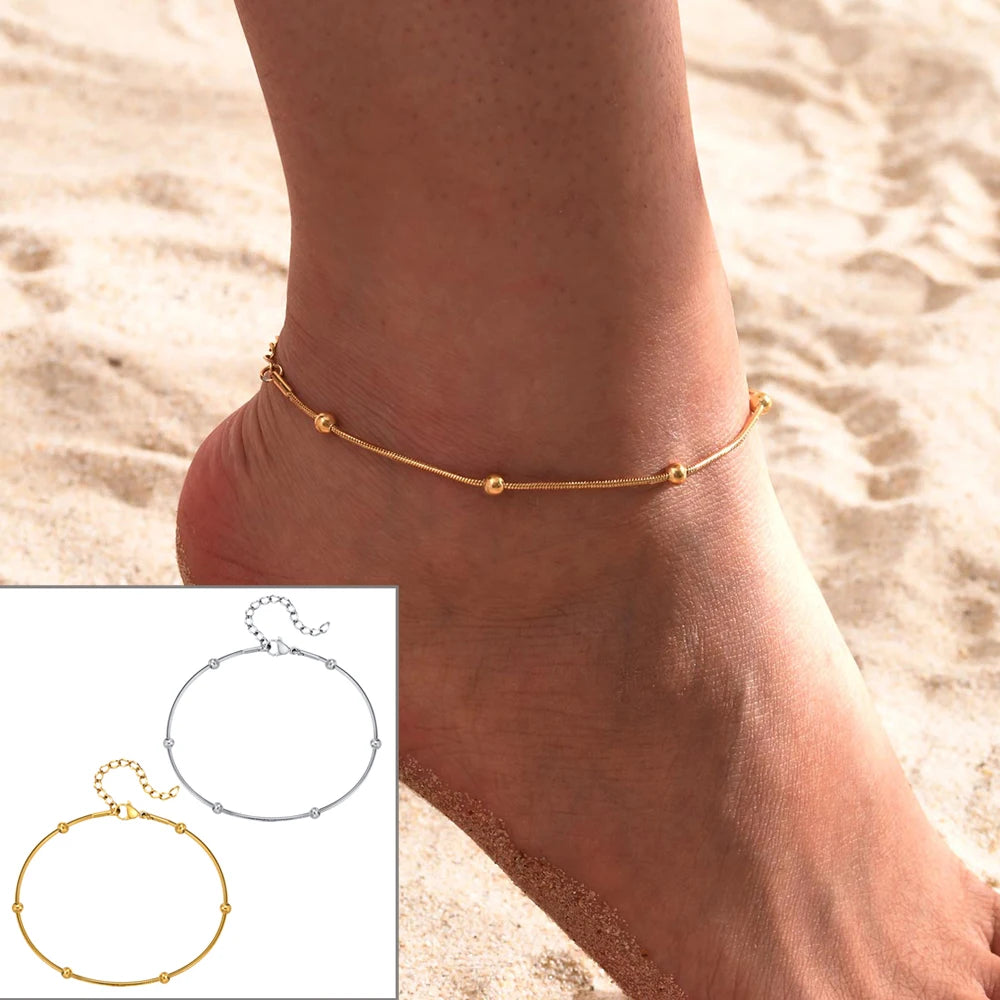 Waterproof Stainless Steel Snake Chain Anklet – Gold & Silver Fashion Anklet SPOT