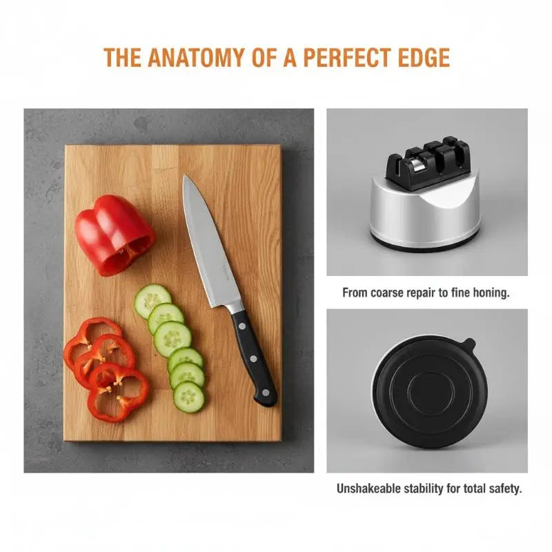 Tungsten Steel Knife & Scissors Sharpener with Non-Slip Base Knife Sharpener SPOT