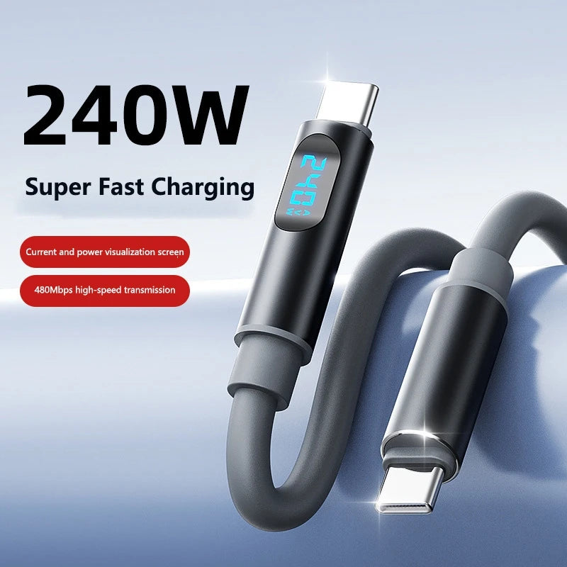 240W USB-C Fast Charging Cable with Digital Display USB-C Charging Cable SPOT