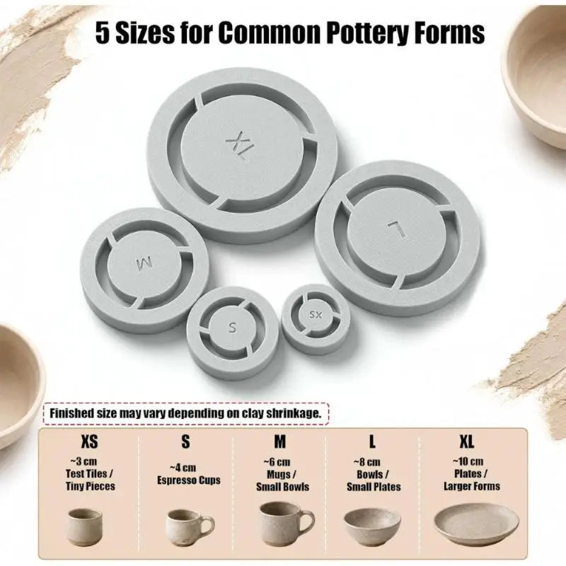 Pottery Foot Ring Mold Set – 5 Sizes PLA Clay Cutter Tool Pottery Clay Tool SPOT