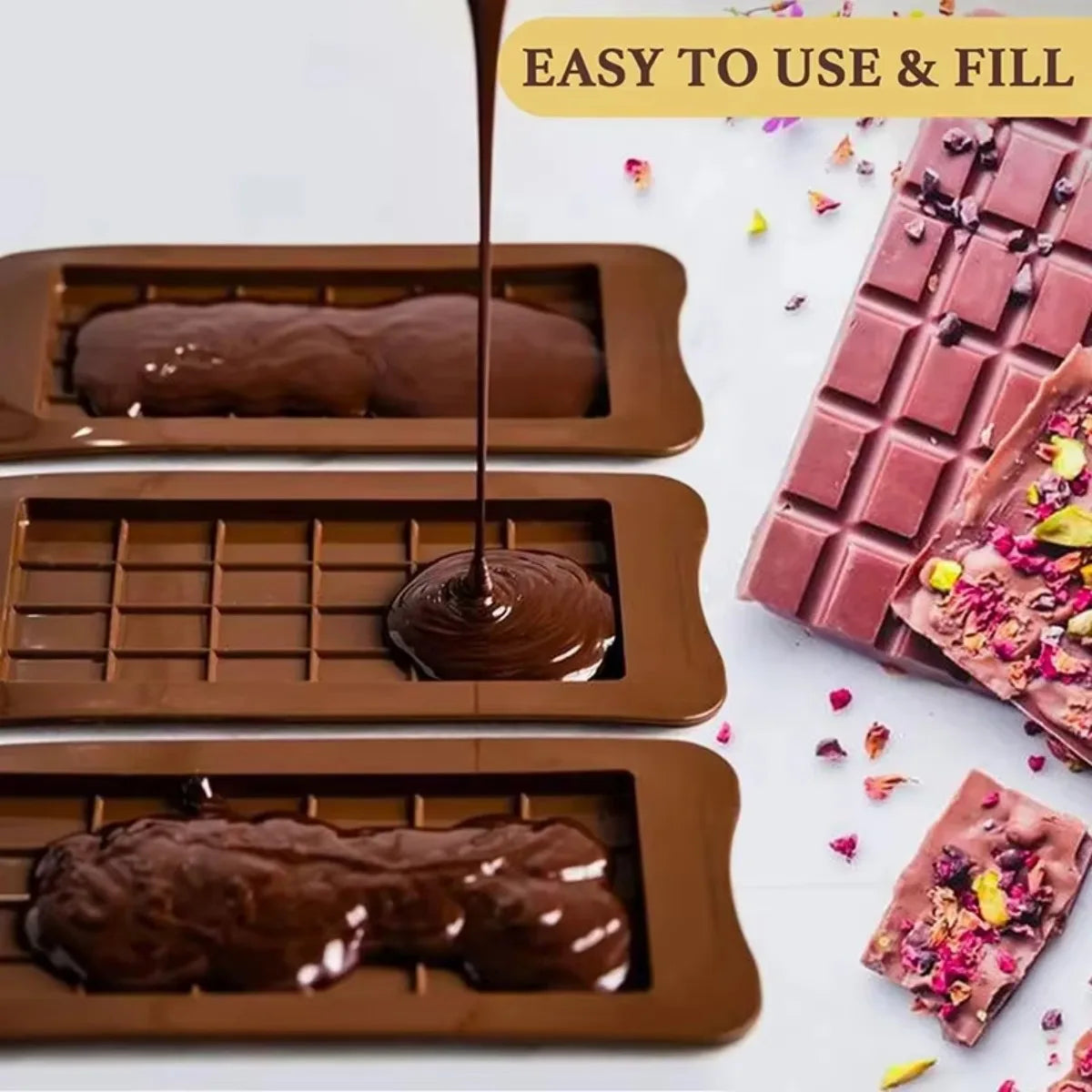 Leaf Silicone Chocolate Snap Bar Mold – 10 or 24 Cavity Tray Silicone Baking Mold SPOT