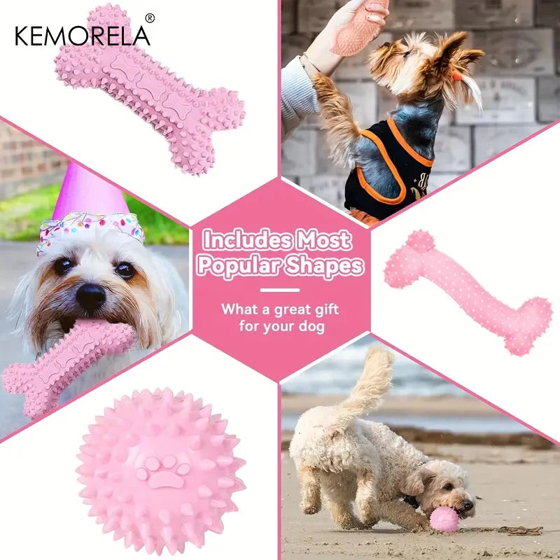 KEMORELA 6-Piece Dog Chew Toy Set – Bones, Ball & Donut Dog Chew Toy Set SPOT