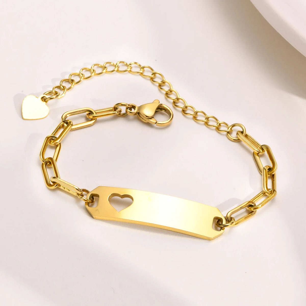 Engravable Kids Name ID Bar Bracelet – Gold Stainless Steel Personalized Kids Bracelet SPOT