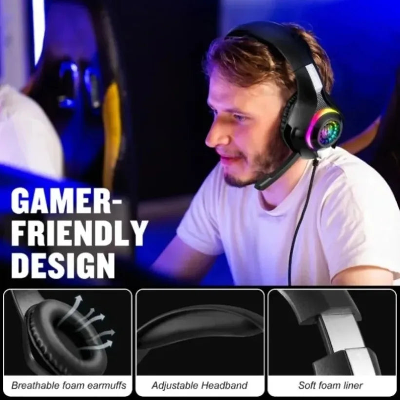 VIKEFON RGB Gaming Headset with Mic – Stereo Surround Sound Gaming Headset SPOT