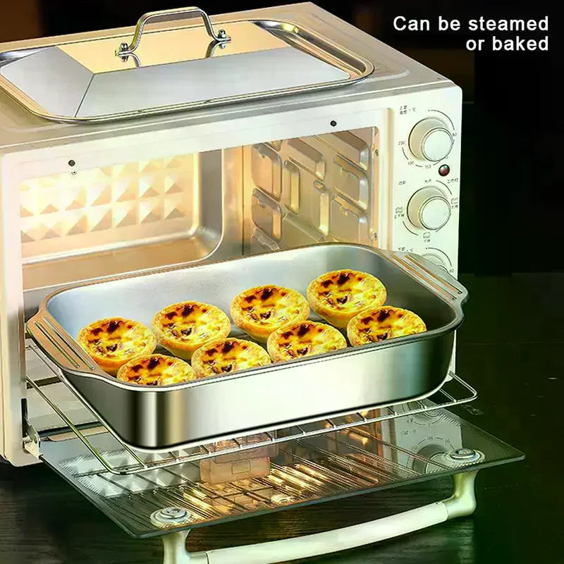 Stainless Steel Baking Pan with Lid – Deep Dish, Oven Safe Stainless Steel Bakeware SPOT