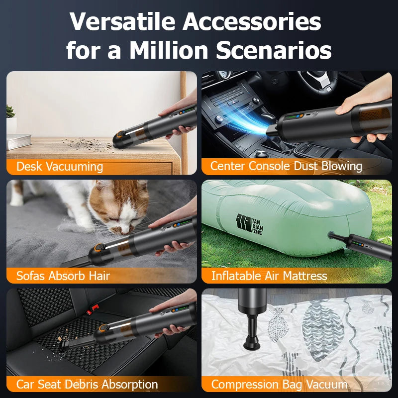 4-in-1 Cordless Car Vacuum & Air Duster – 20000Pa Handheld Handheld Vacuum Cleaner SPOT