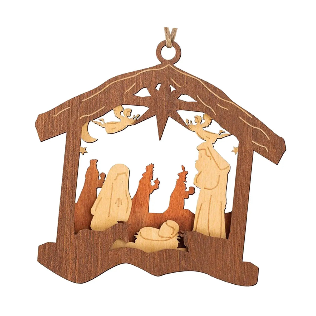 Wooden Christmas Nativity Scene Ornament – Religious Décor Christmas Ornament SPOT