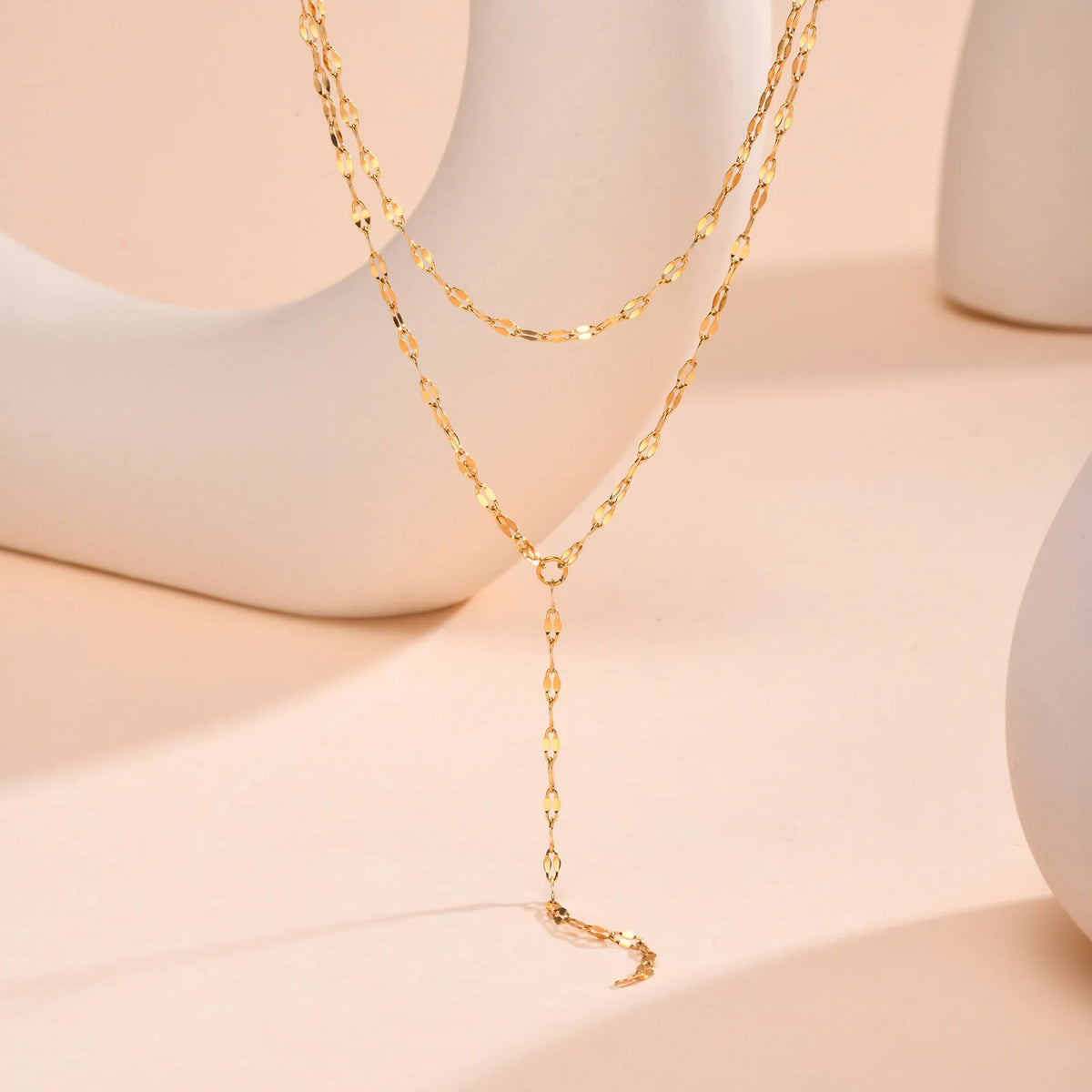 Gold Plated Y-Lariat Necklace – Layered Chain Jewelry for Women Lariat Pendant Necklace SPOT