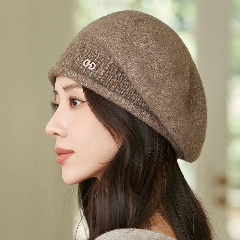 Women's Winter Knit Beret – Soft Warm Stretchy Fashion Hat Winter Knit Beret SPOT Khaki