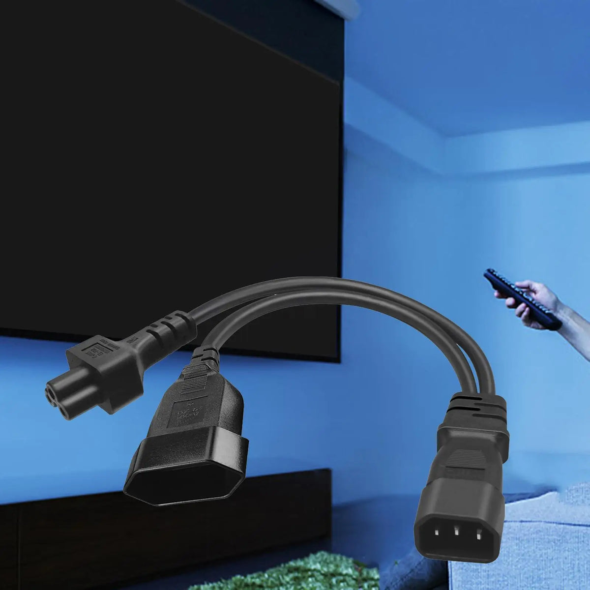 C14 to C5 Power Cable Y Splitter Adapter Cord 0.32m 13A Power Adapter Cable SPOT