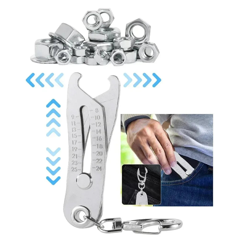 Portable Thread Gauge – Bolt & Nut Size Checker Keychain Thread Size Gauge SPOT