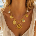 18K Gold Sun Pendant Necklace – Baroque Pearl, Waterproof Steel Pendant Necklace SPOT Default Title