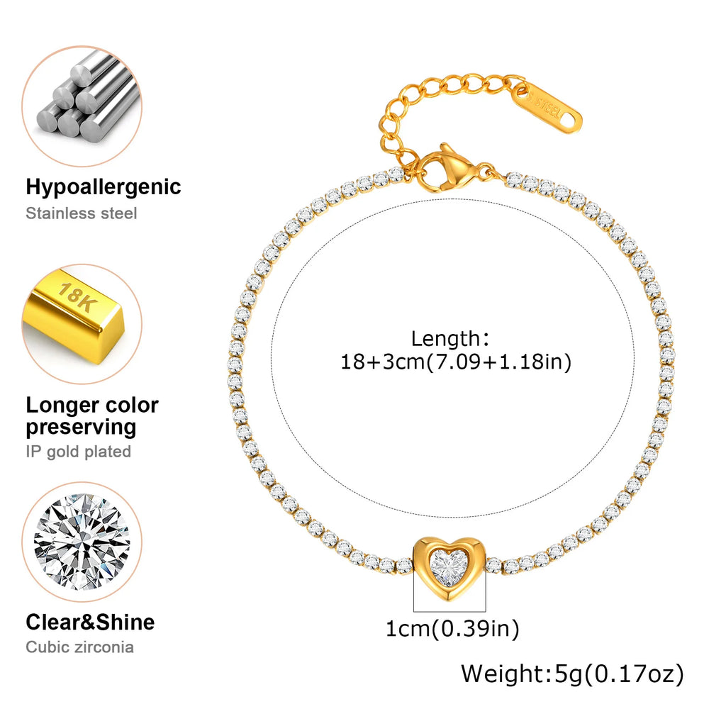 Meaeguet Heart Rhinestone Beaded Layered Bracelet – Waterproof Fashion Bracelet SPOT BR-2611G