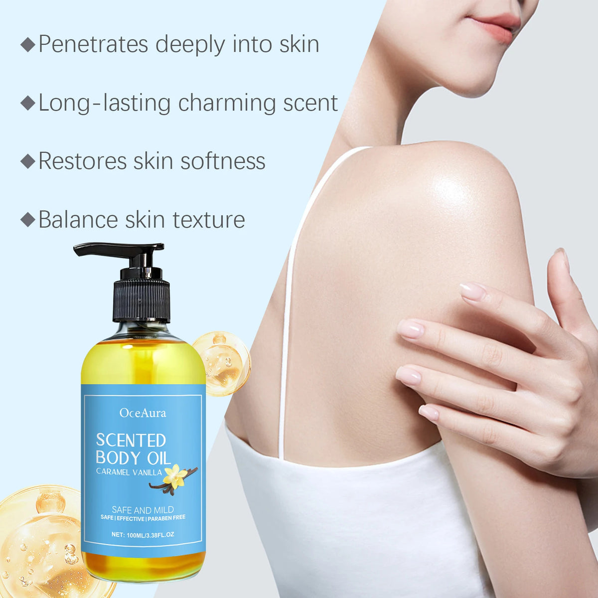 Caramel Vanilla Body Massage Oil – Moisturizing 100ml Body Massage Oil SPOT