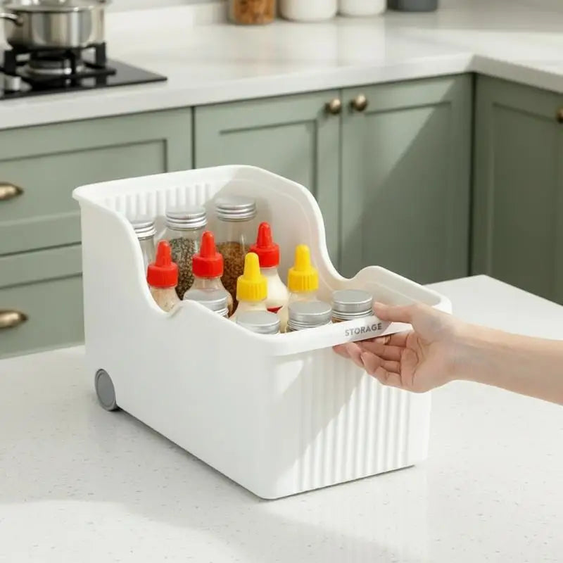 Rolling Open-Top Kitchen Storage Bin with Wheels | Organizer Kitchen Storage Bin SPOT