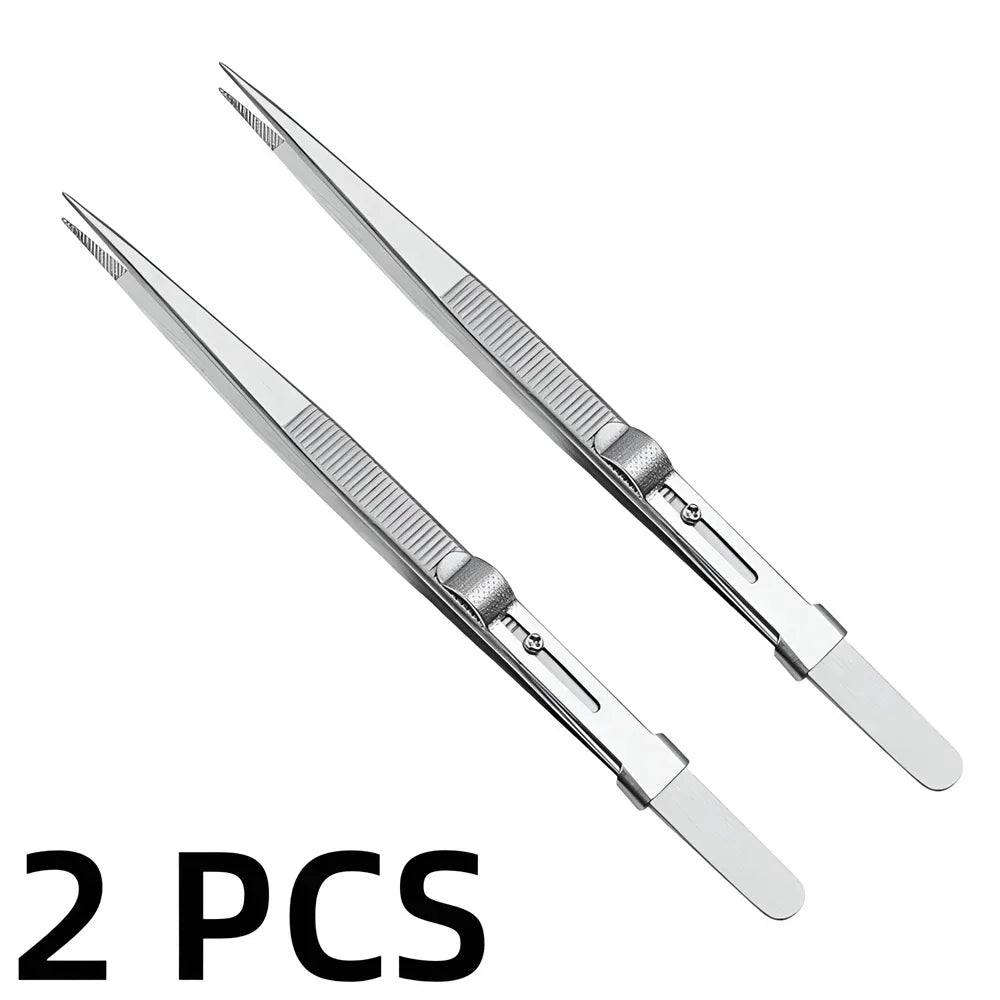 Stainless Steel Locking Tweezers – Jewelry & DIY Precision Tool Jewelry Making Tweezers SPOT 2 PCS Straight
