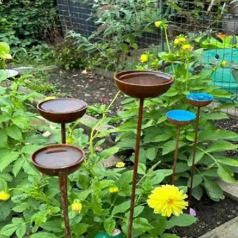 3-Pack Rustic Metal Rain Catcher Garden Stakes – Aged Bronze Garden Stake Ornament SPOT Default Title