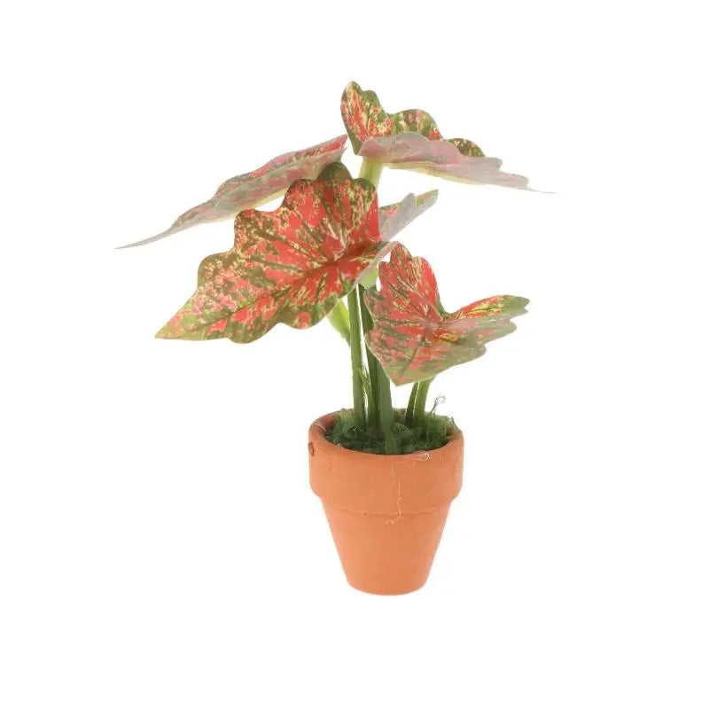 Miniature Taro Plant Ornament – 1:12 Dollhouse Potted Decor Miniature Plant Ornament SPOT A2 Colorful