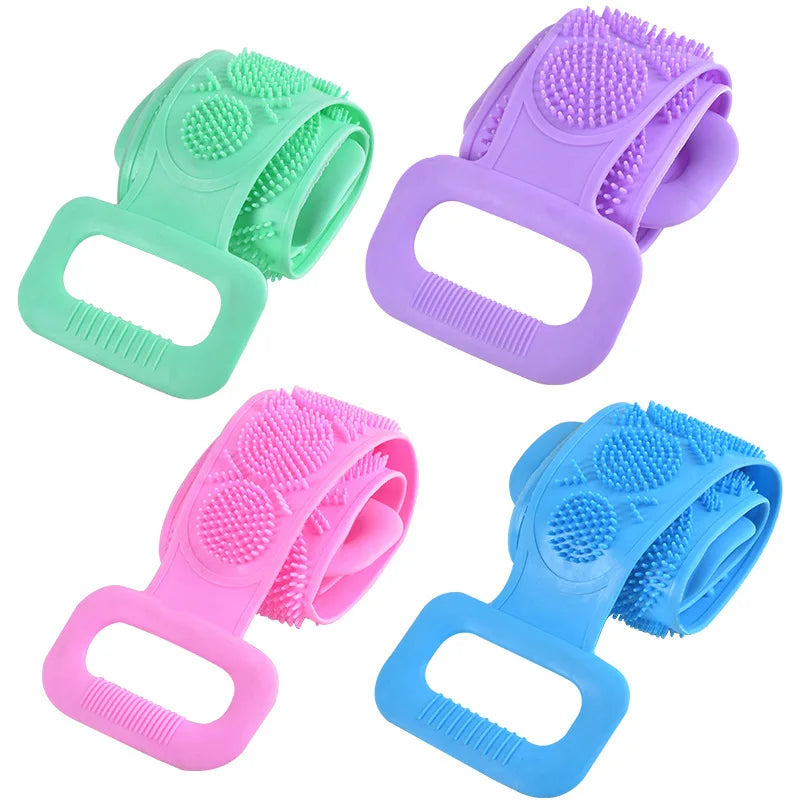 Silicone Bath Body Scrub Brush – Dual-Sided Exfoliating Belt Body Scrub Brush SPOT