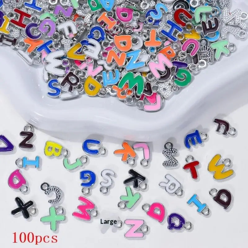 100-Pack Colorful Enamel A-Z Alphabet Charms for DIY Jewelry Jewelry Making Charms SPOT B