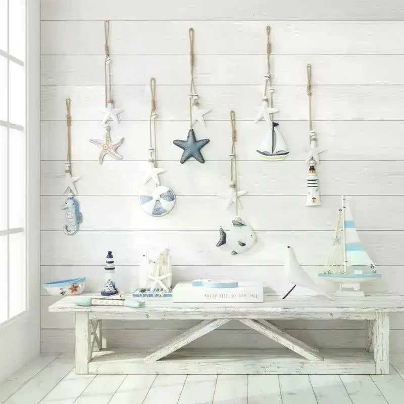 Mediterranean Wooden Ocean Animal Wall Pendant | Nautical Décor Wall Pendant Ornament SPOT