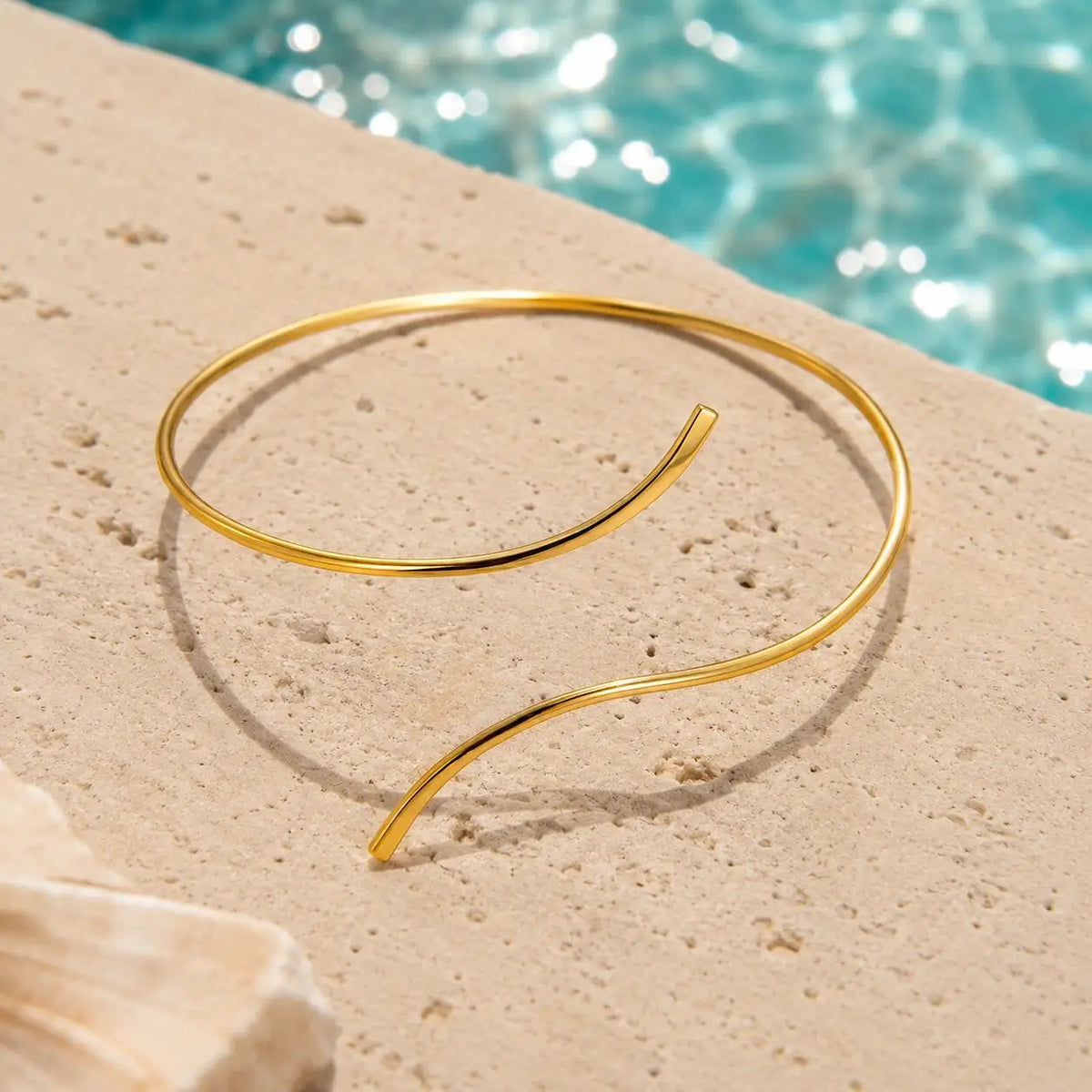 Gold Plated Adjustable Open Cuff Anklet | Minimalist Foot Chain Ankle Bracelet SPOT