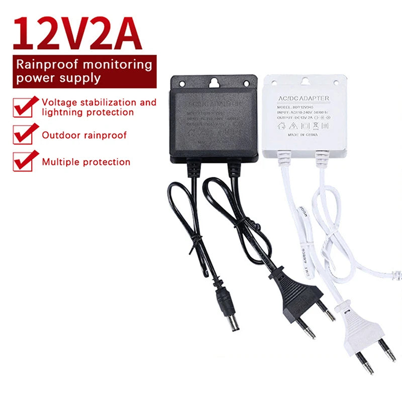 Waterproof 12V 2A Power Adapter – EU/US Plug for CCTV & DVR Power Adapter SPOT