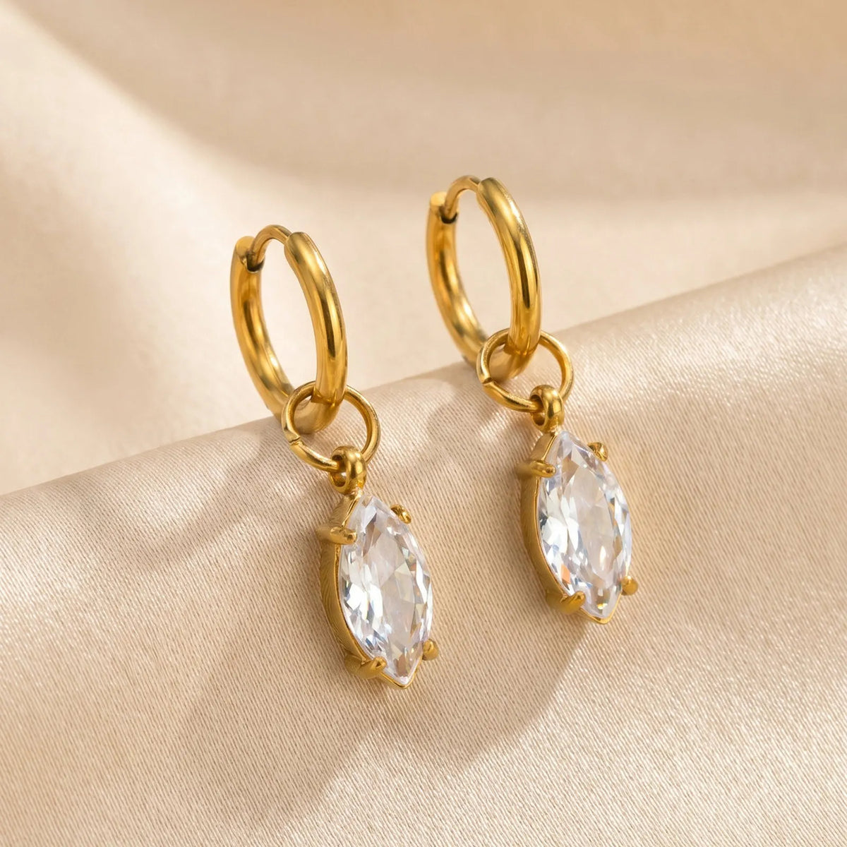 Geometric Zircon Drop Earrings – 18K Gold Plated Stainless Steel Drop Earrings SPOT Default Title