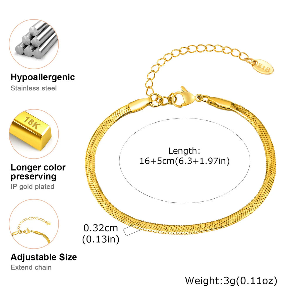 Herringbone Link Chain Bracelet – Dainty Gold Stacking Bracelet Chain Link Bracelet SPOT