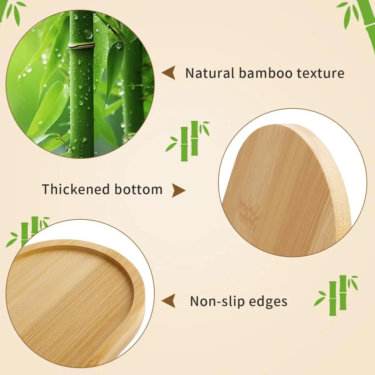 4-Pack Oval Bamboo Plant Saucers – Drip Trays & Coasters Plant Saucer Tray SPOT