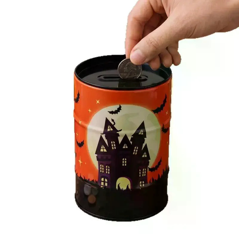 Halloween Metal Piggy Bank – Bat & Haunted House Coin Bank Metal Piggy Bank SPOT