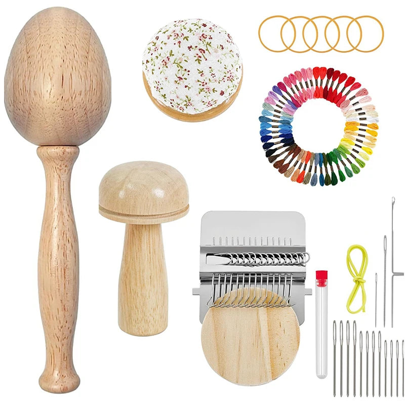 Weaving & Darning Kit – Mini Loom, 14 Hooks, 50 Thread Colors Weaving & Darning Kit SPOT
