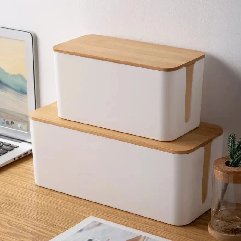 Wooden Cable Storage Box – Dustproof Cord & Charger Organizer Cable Storage Box SPOT