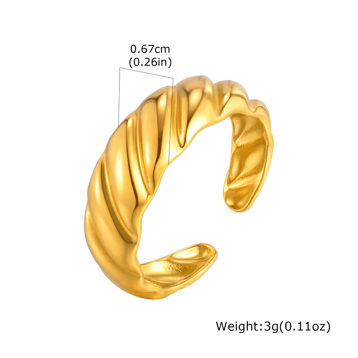Women's 18K Gold Plated Adjustable Open Ring – Stainless Steel Fashion Ring SPOT RC-883G