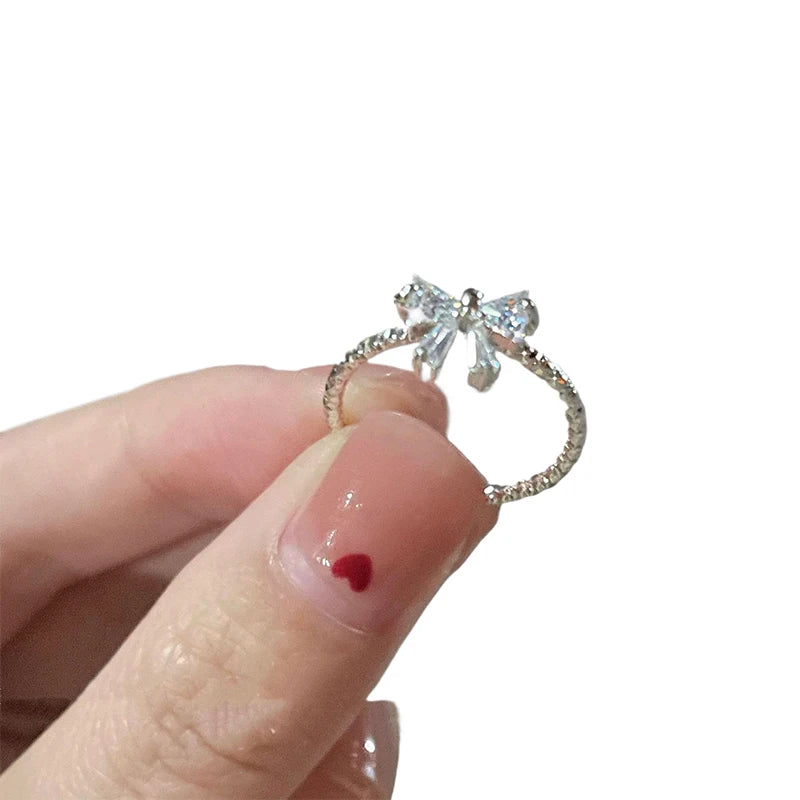 White Bow Ring for Women – Adjustable Bowknot Ring Fashion Ring SPOT