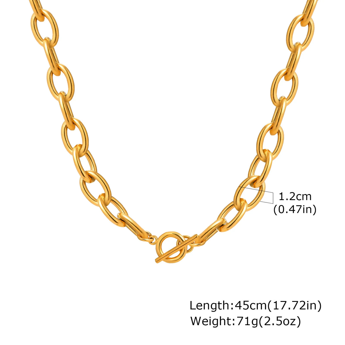 Chunky Toggle Necklace – 18K Gold Plated Oval Link Chain Chain Necklace SPOT NC-2035G