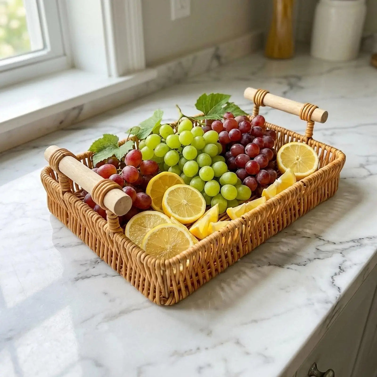 Woven PE Basket – Multipurpose Countertop & Serving Organizer Woven Storage Basket SPOT
