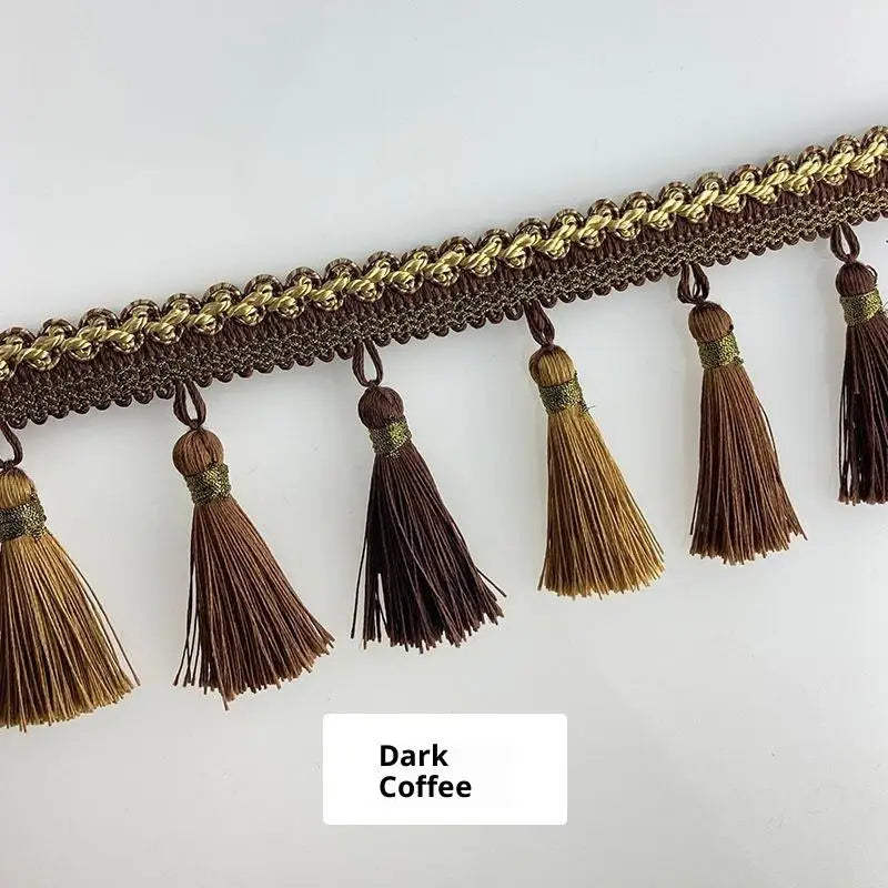 European Lace Curtain Tassels – Decorative Trim, Multi-Color Decorative Tassel Trim SPOT Coffee 1m