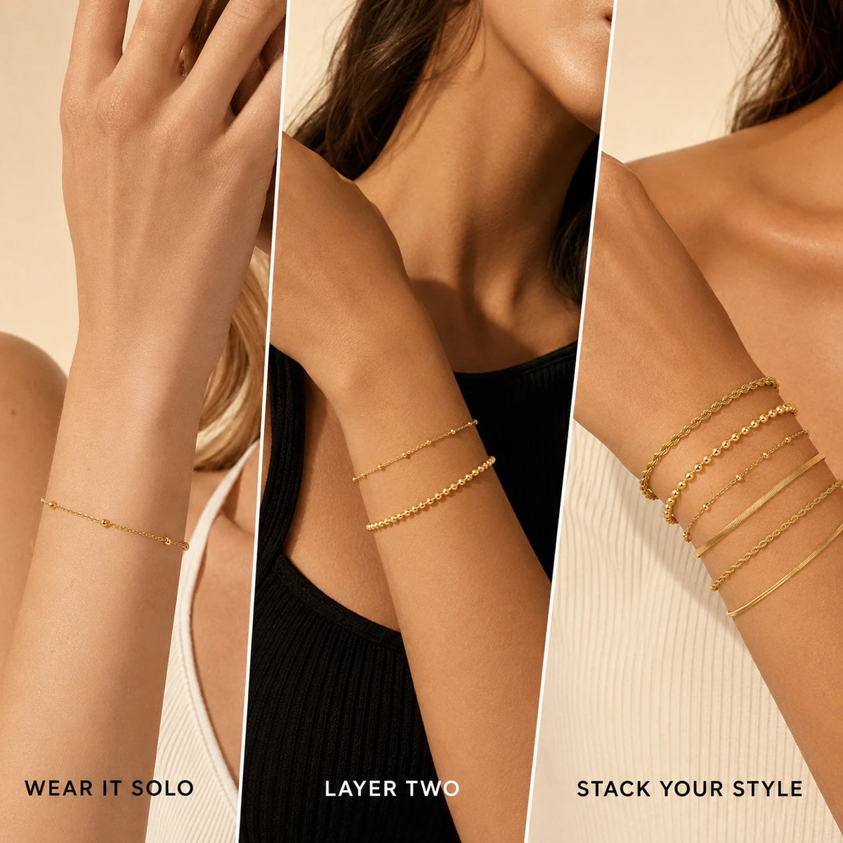 Women's 18K Gold Plated Dainty Stainless Steel Chain Bracelet Chain Link Bracelet SPOT