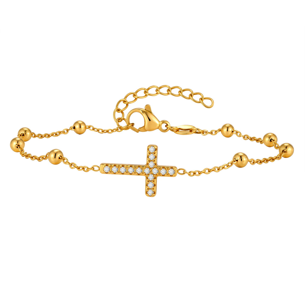 Crystal Cross Bracelet 18K PVD Plated Stainless Steel Women Crystal Cross Bracelet SPOT BR-3053G