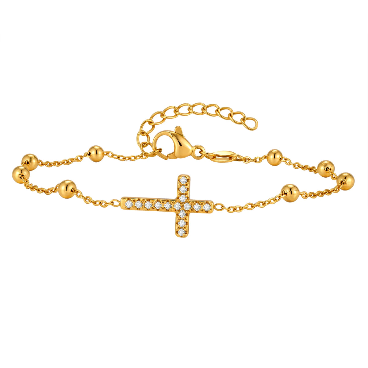 Crystal Cross Bracelet 18K PVD Plated Stainless Steel Women Crystal Cross Bracelet SPOT BR-3053G