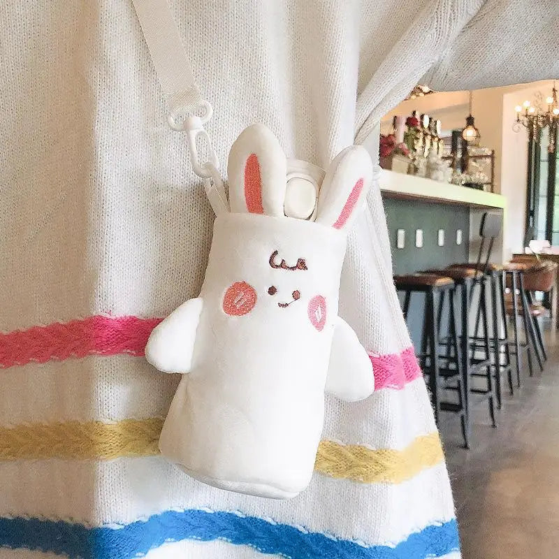 Cartoon Plush Water Bottle Cover – Insulated Cup Sleeve Pouch Bottle Sleeve Cover SPOT A1