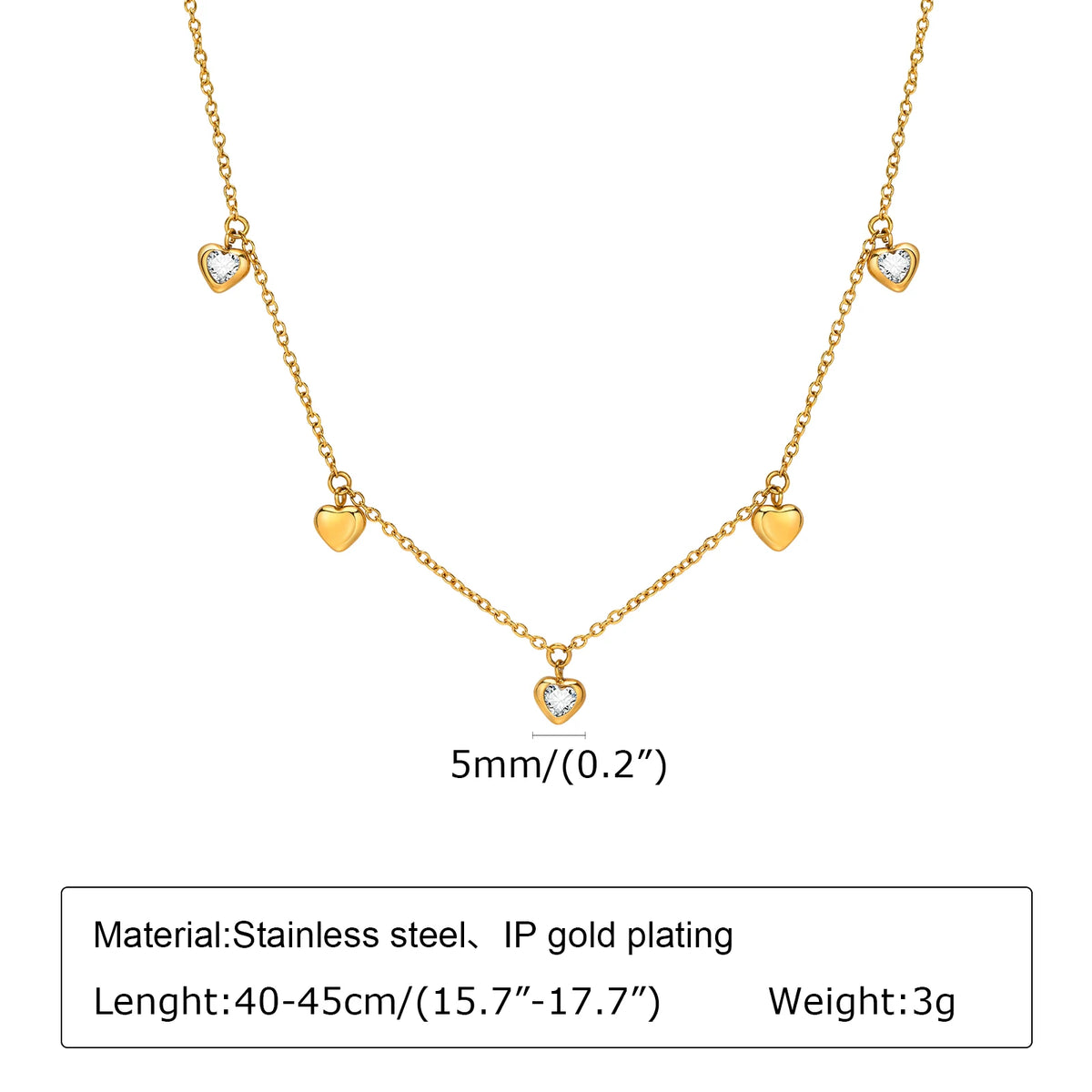 Cubic Zirconia Heart Pendant Necklace – Gold Stainless Steel Heart Pendant Necklace SPOT