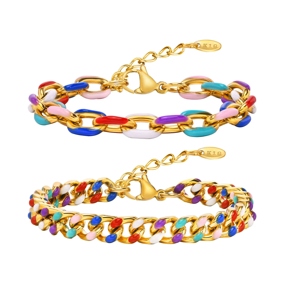 Women's 18K Gold Plated Cuban Chain Bracelet | Stackable Chain Link Bracelet SPOT