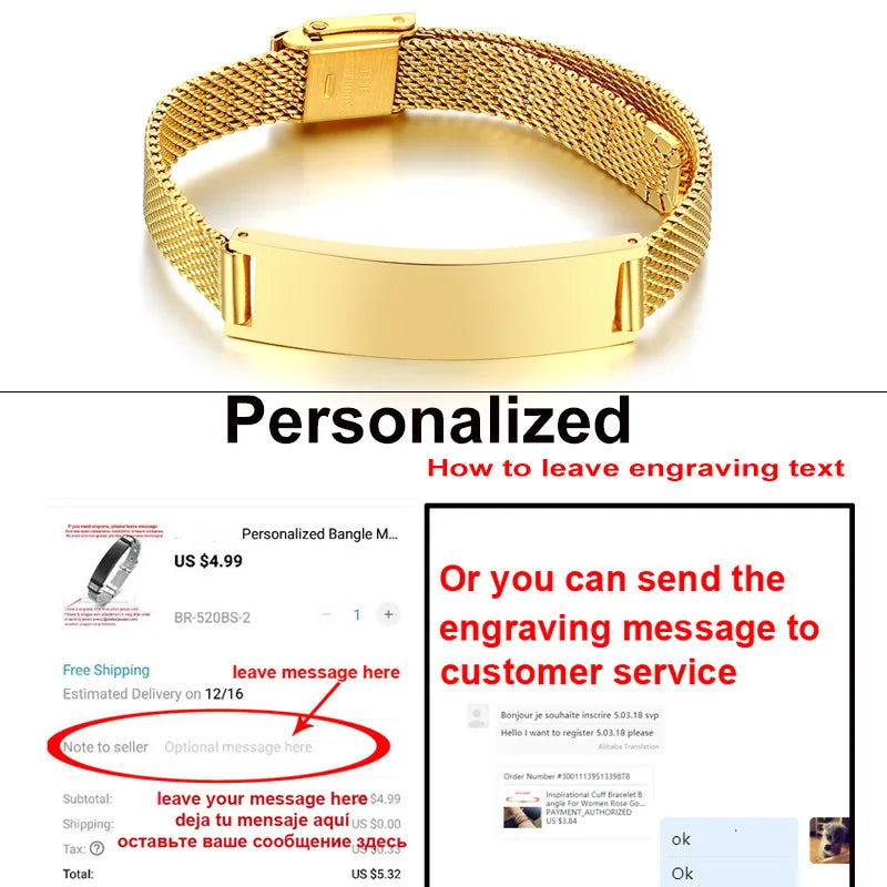 Personalized Milanese Mesh Bracelet – Custom Name Women's Gift Personalized Bracelet SPOT