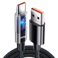240W USB-C Fast Charging Cable | LED Light Nylon Braided USB-C Charging Cable SPOT USB To Type-C 1m