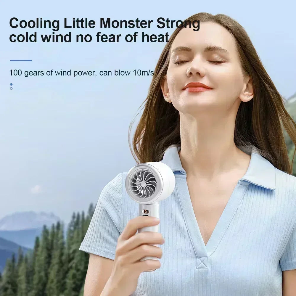 USB Rechargeable Mini Turbo Fan – 100-Speed Portable Handheld Portable Handheld Fan SPOT