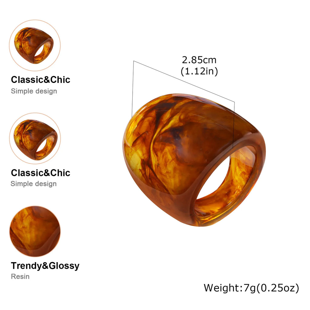 Women's Oversized Geometric Amber Resin Statement Ring Statement Ring SPOT