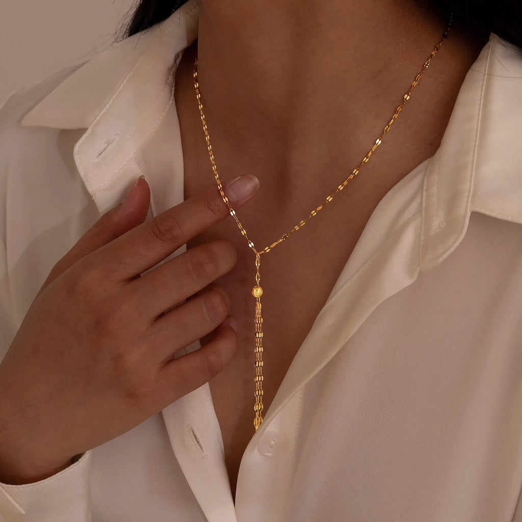 Sparkly Lariat Y Necklace – Gold Tassel Pendant for Women Pendant Necklace SPOT Default Title